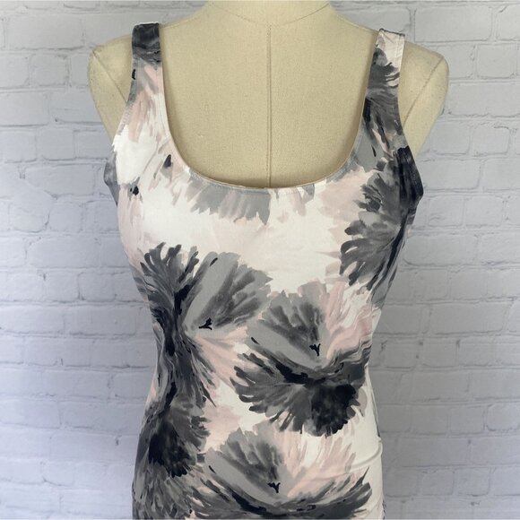 ⭐ 3/$15 Fabletics Medium Floral Padded Bodysuit White Pink Grey Ashley Workout - Picture 4 of 9